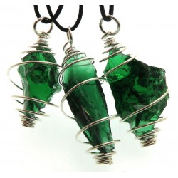 Emerald Green Monatomic Andara Spiral Pendant